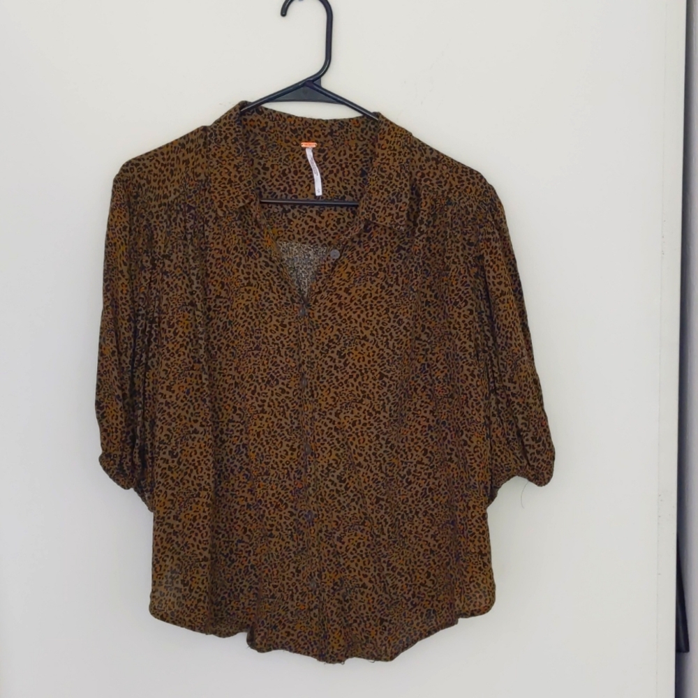 Free People Animal Print Button down shirt